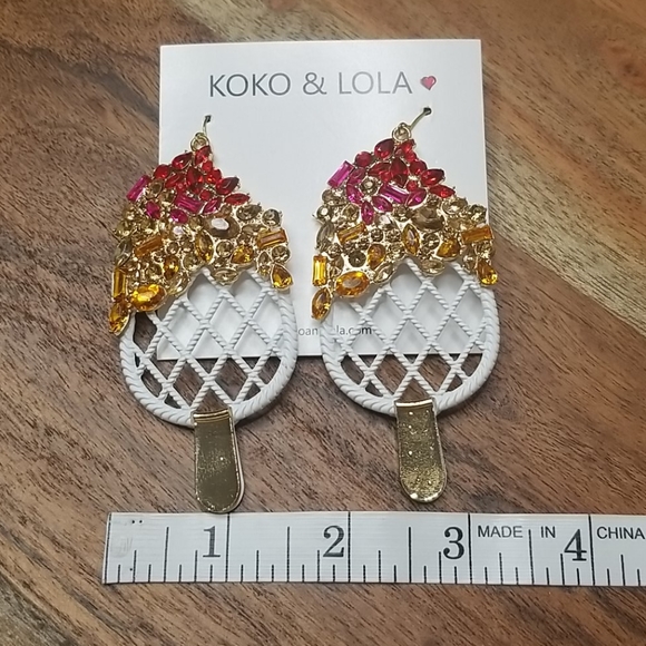 Rhinestone Ice Cream Drop Earrings - Picture 7 of 9